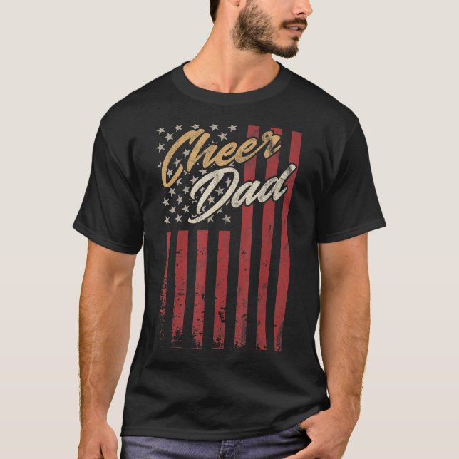 Chefleader Vater Cheer Vater American Flag School T-Shirt (Vorderseite)