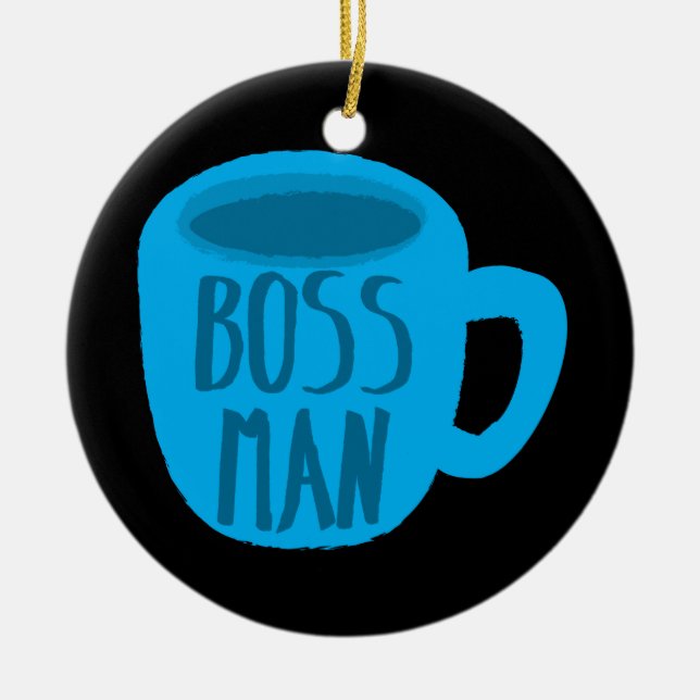Chefmann mit blauer KAFFEETASSE Keramik Ornament (Vorne)