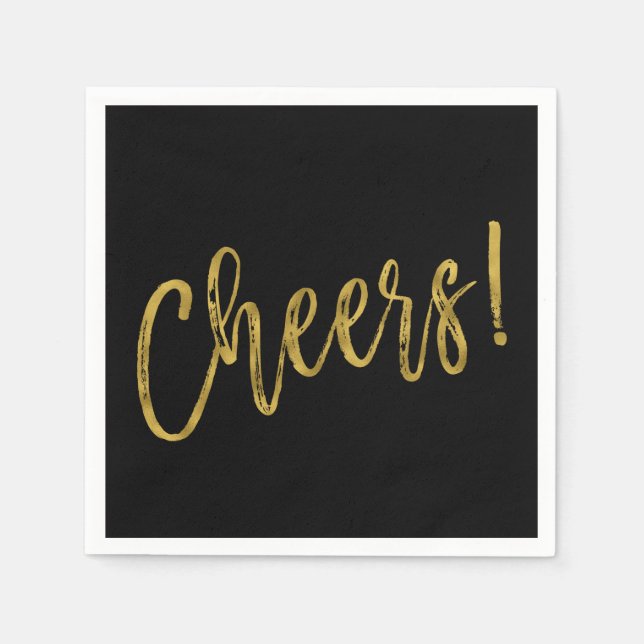 Chefs Imitats Gold Foil und Black Napkins Serviette (Vorderseite)