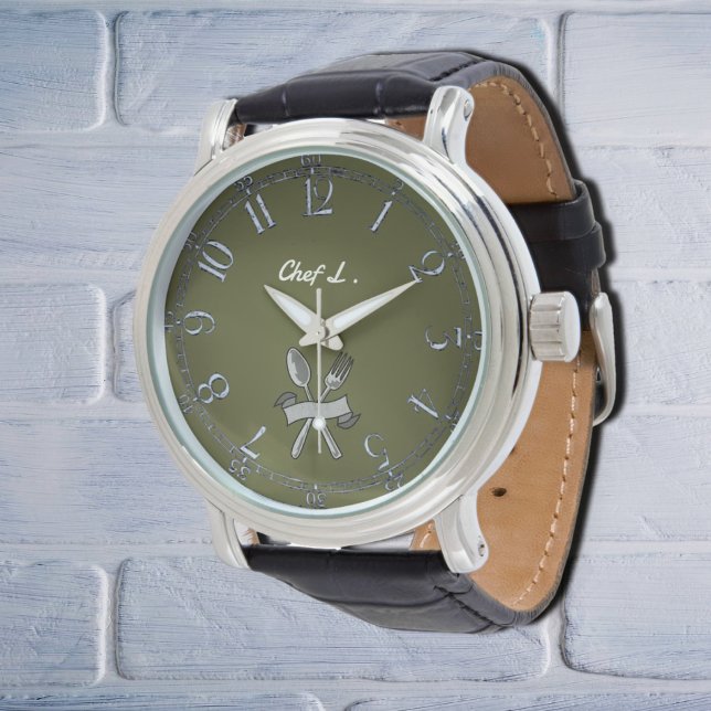 Chef's silver  spoon&fork -  add name armbanduhr (Von Creator hochgeladen)