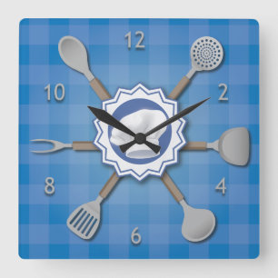 Chefs Time Square Wall Clock Quadratische Wanduhr