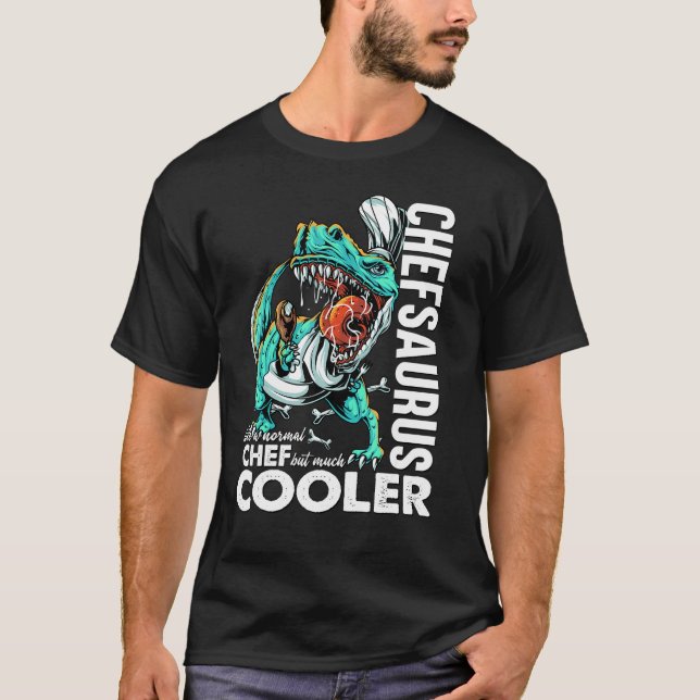 Chefsaurus T Rex Dinosaur Koch T-Shirt Kochen Funn (Vorderseite)