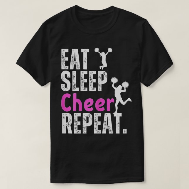 Cheftanz lustig Eat Sleep Cheer Wiederholung T-Shirt (Design vorne)