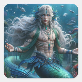 Chelan - Merman - Serie Mermaid Art Collection Quadratischer Aufkleber