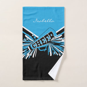 Cheleader Outfit in Baby Blue, Black & White Handtuch
