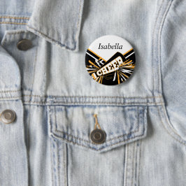 Cheleader Outfit in Gold, Weiß und Schwarz Button