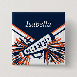 Cheleader Outfit in Navy Blue, Orange & White Button