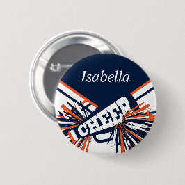 Cheleader Outfit in Navy Blue, Orange & White Button