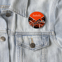 Cheleader Outfit in Orange und Schwarz Button