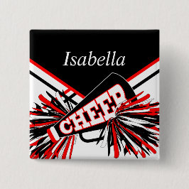 Cheleader Outfit in Schwarz, Rot und Weiß Button