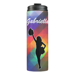 Cheleader Silhouette Colorful BG personalisieren Thermosbecher