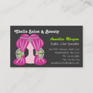 Chelle Salon - rosa Haar und Schwarzes Terminkarte