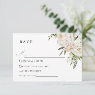 CHELSEA Aquarell Weiße Blüten Hochzeit  RSVP Karte