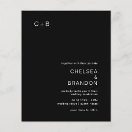 Chelsea Black Modern Wedding Einladung