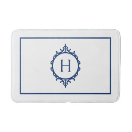 Chelsea Blue and White Mit Monogramm Bath Mat Badematte