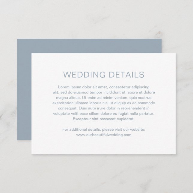 Chelsea Dusty Blue Modern Wedding Begleitkarte (Vorne/Hinten)