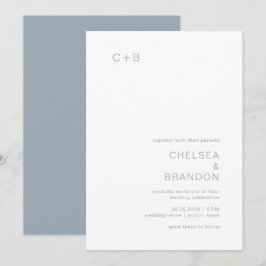 Chelsea Dusty Blue Modern Wedding Einladung
