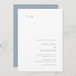 Chelsea Dusty Blue Modern Wedding Einladung