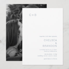 Chelsea Dusty Blue Modern Wedding Einladung