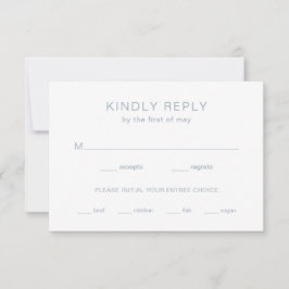 Chelsea Dusty Blue Modern Wedding RSVP Karte