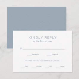 Chelsea Dusty Blue Modern Wedding RSVP Karte
