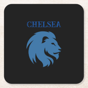Chelsea FC mit Löwenbild. Personalisierbar. Unters Rechteckiger Pappuntersetzer