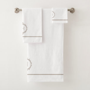 Chelsea Light Taue und White Mit Monogramm Badhandtuch Set