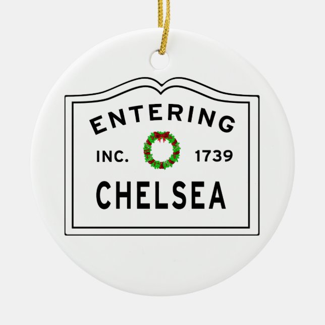 Chelsea, MA Holiday Wreath Metal Ornament (Vorne)
