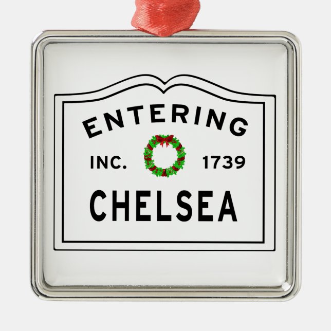 Chelsea, MA Holiday Wreath Metal Ornament (Vorne)