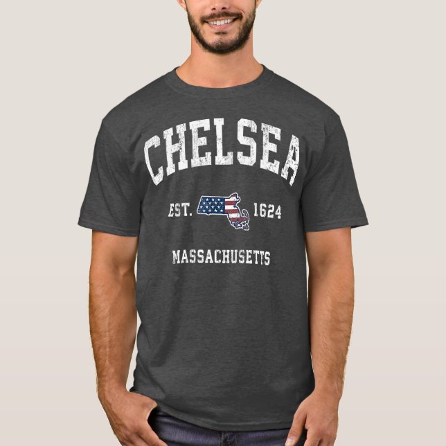 Chelsea Massachusetts MA Vintag amerikanische Flag T-Shirt (Vorderseite)