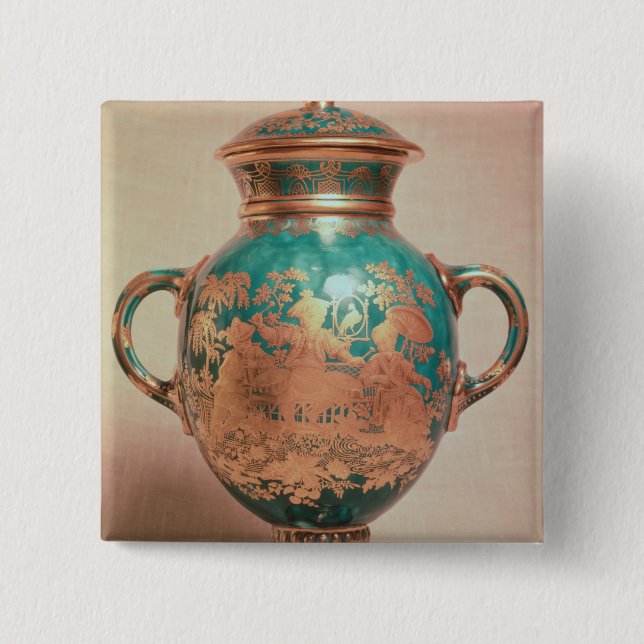 Chelsea-Vase und -deckel mit Vergoldung Button (Vorderseite)