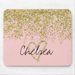 Chelsea's Glitzer-y Heart Cascade Mousepad