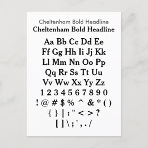 Cheltenham Bold Headline - Zazzle Schriftart Sampl Postkarte