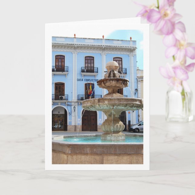 Chelva Plaza Fountain Portrait, Valencia, Spanisch Karte (Orchidee)