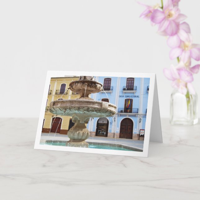 Chelva Plaza Fountain Portrait, Valencia, Spanisch Karte (Orchidee)