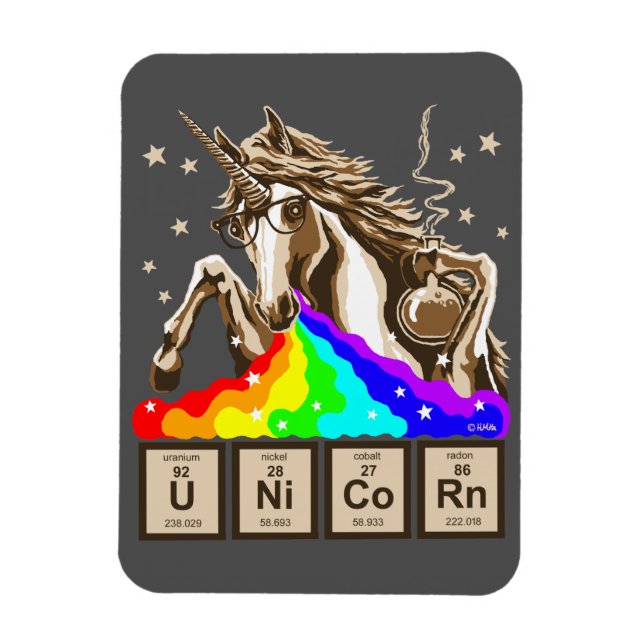 Chemie Einhorn erbricht Regenbogen Magnet (Vertikal)