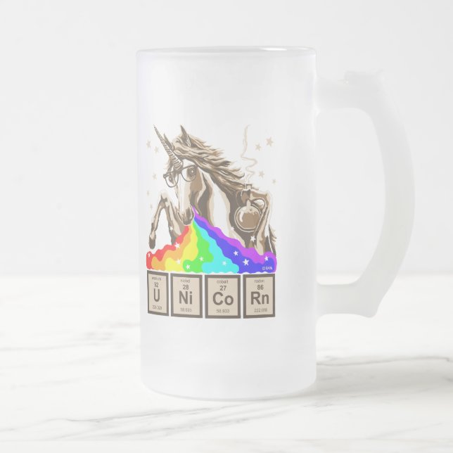 Chemie-Einhorn kotzt Regenbogen Mattglas Bierglas (Rechts)
