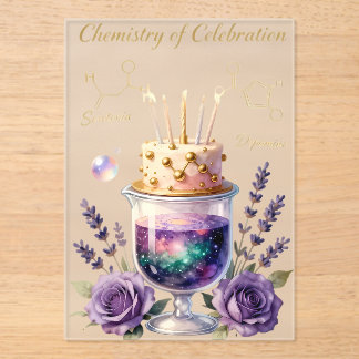 Chemie Geburtstagsfeier Kolben und Blumenschmuck Acryleinladungen