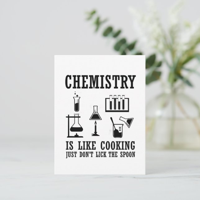 Chemie ist wie das Kochen lustiger Chemie-Zitate Postkarte (Stehend Vorderseite)