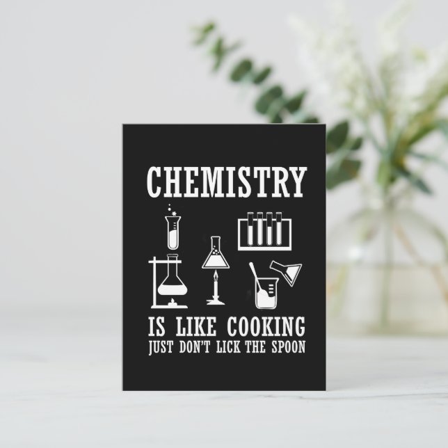 Chemie ist wie das Kochen lustiger Chemie-Zitate Postkarte (Stehend Vorderseite)