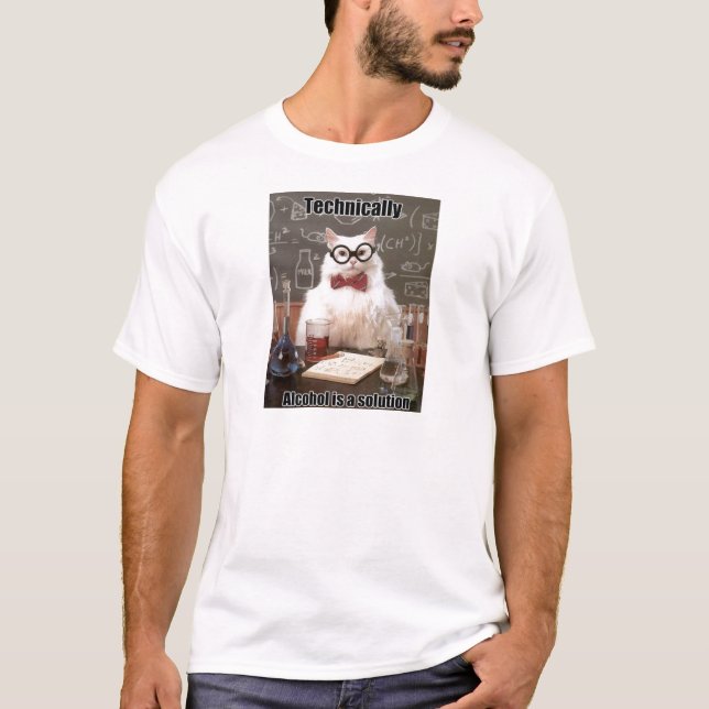 Chemie-Katze Meme Alkohol T-Shirt (Vorderseite)
