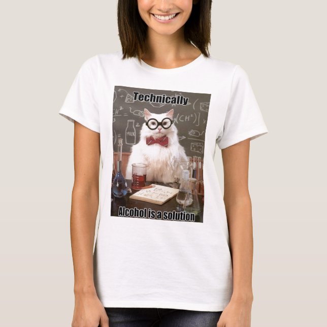 Chemie-Katze Meme Alkohol T-Shirt (Vorderseite)