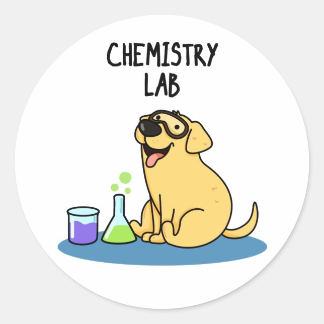 Chemie Labrador Funny Labrador Dog Pub Runder Aufkleber (Vorderseite)