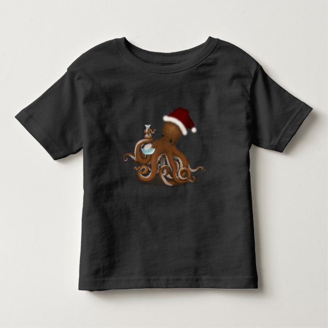 Chemie Octopus in der Weihnachtsmannmütze Steampun Kleinkind T-shirt (Vorderseite)