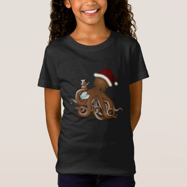 Chemie Oktopus in Weihnachtsmannmütze Steampunk We T-Shirt (Vorderseite)