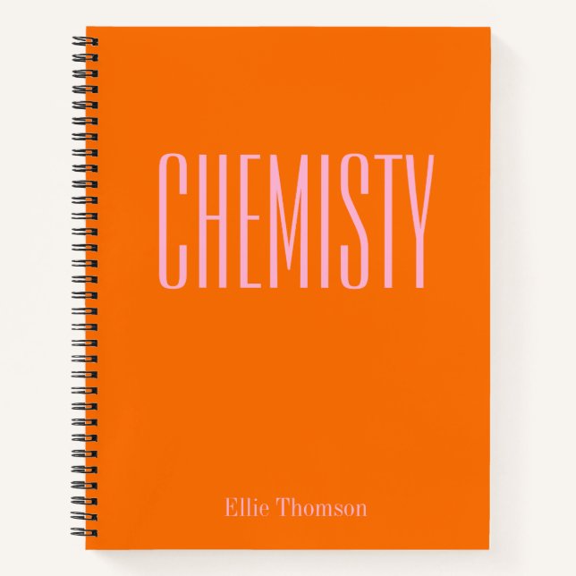 Chemie | Personalisiert School Graph Paper Orange Notizbuch (Vorderseite)