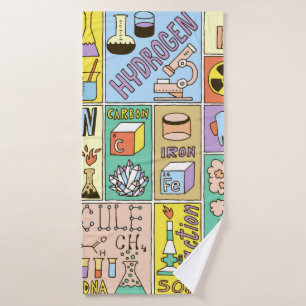 Chemie Science Banners Set. Farb Hand Drawing vi Badehandtuch