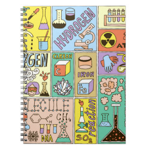 Chemie Science Banners Set. Farb Hand Drawing vi Notizblock