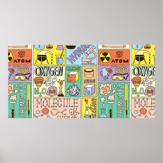 Chemie Science Banners Set. Farb Hand Drawing vi Poster (Vorne)