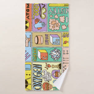 Chemie Science Vintag Illustration Set Badehandtuch